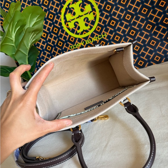 NWT Tory Burch blake canvas embossed small tote 163053 - Picture 6 of 14